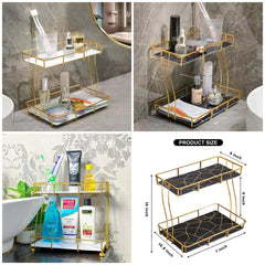 Golden 2-Tier Vanity Stand – Makeup & Jewelry Organizer