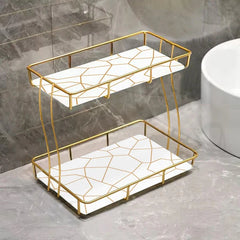Golden 2-Tier Vanity Stand – Makeup & Jewelry Organizer