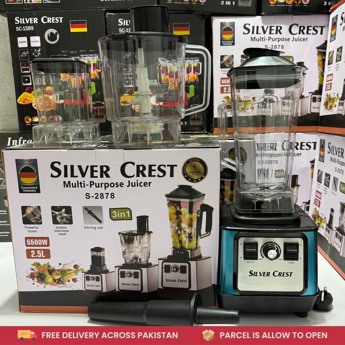 Silver Crest 3-in-1 Blender & Juicer Machine | 5500W Powerful Motor | Model S-2878