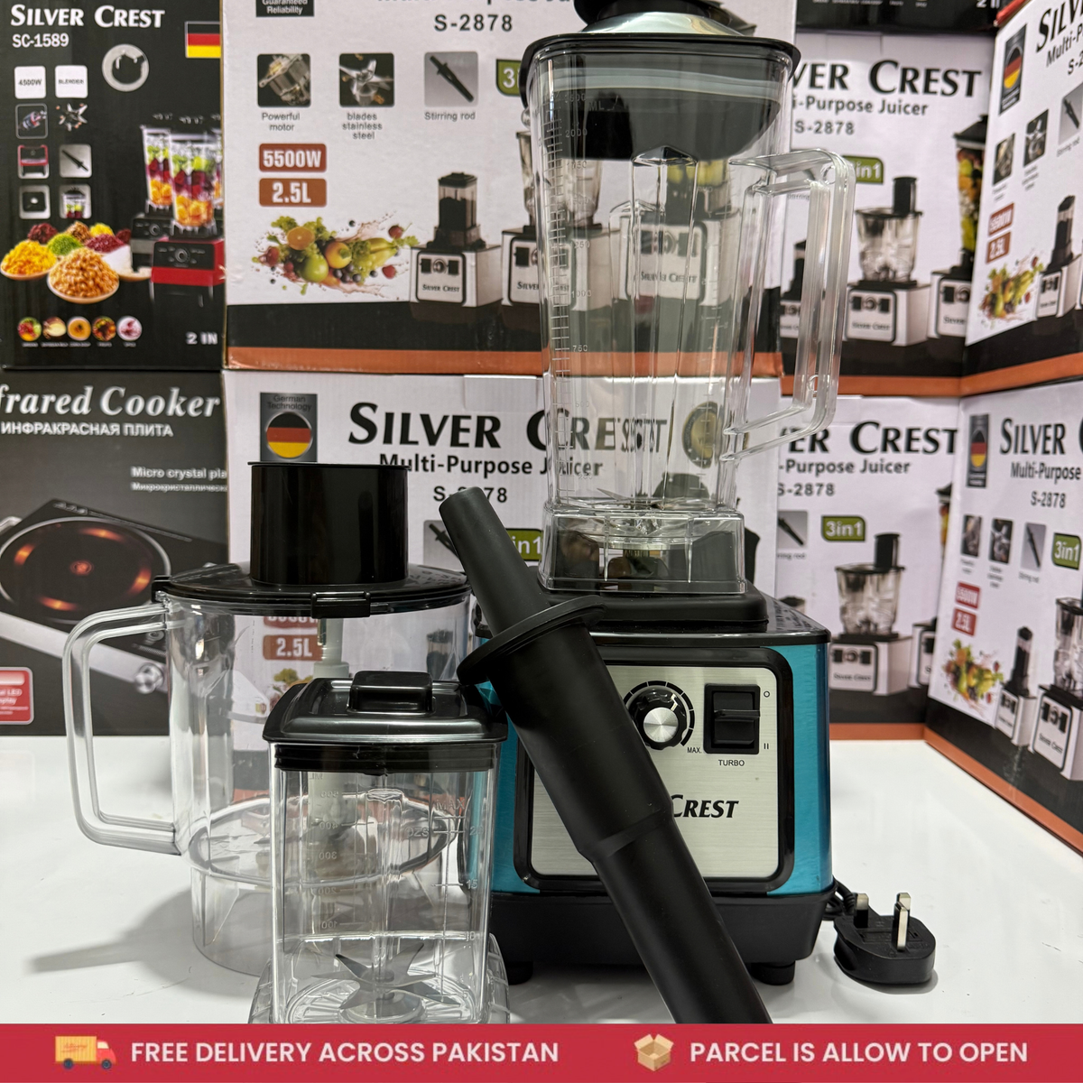 Silver Crest 3-in-1 Blender & Juicer Machine | 5500W Powerful Motor | Model S-2878