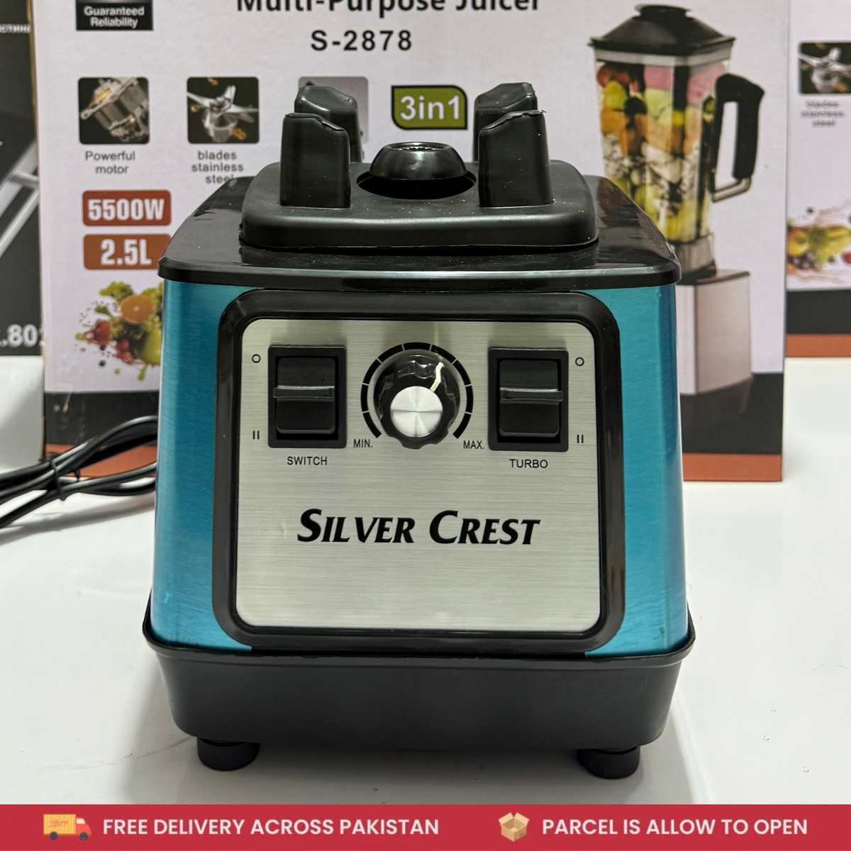 Silver Crest 3-in-1 Blender & Juicer Machine | 5500W Powerful Motor | Model S-2878