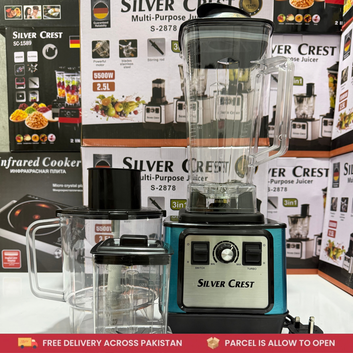 Silver Crest 3-in-1 Blender & Juicer Machine | 5500W Powerful Motor | Model S-2878