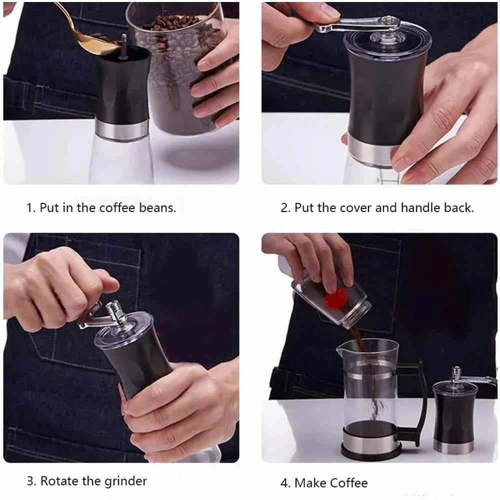 Transparent Manual Coffee Grinder – Portable Hand Crank Mill
