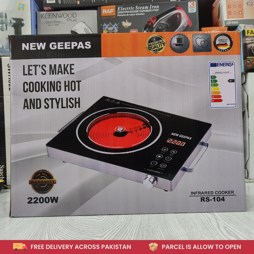 New Geepas Infrared Cooker 2200W with Stand – Model RS-104