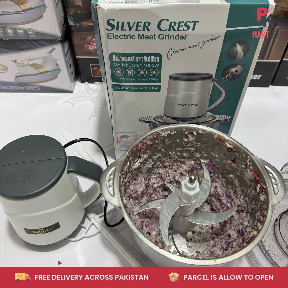 Silver Crest Electric Meat Chopper – 1000W Multi-Function Grinder & Food Chopper 3L