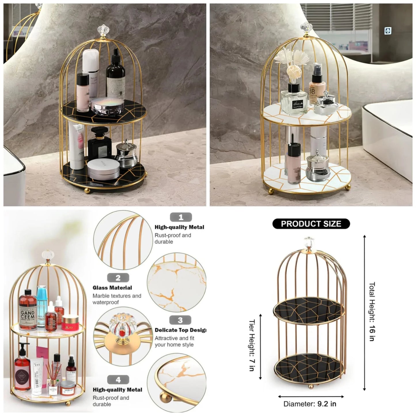 Double Layer Cosmetic Storage Box – Makeup Organizer Cage