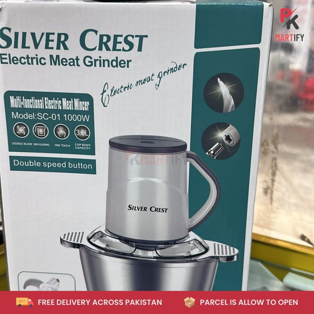 Silver Crest Electric Meat Chopper – 1000W Multi-Function Grinder & Food Chopper 3L