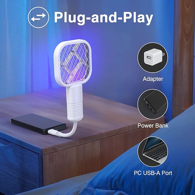 Electric Mosquito Killer Racket – 2-in-1 Rechargeable Bug Zapper