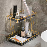 Golden 2-Tier Vanity Stand – Makeup & Jewelry Organizer