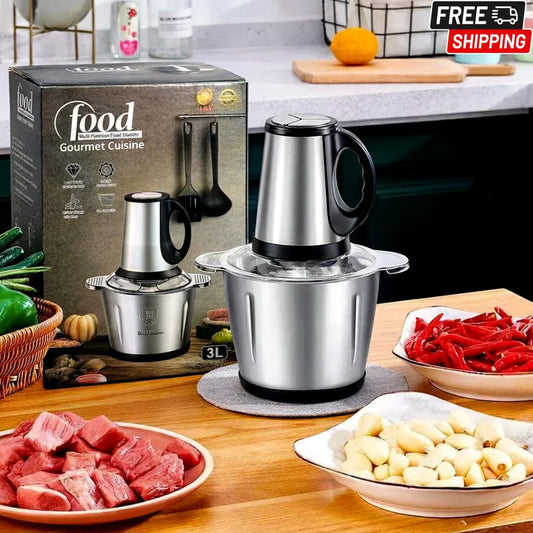 Food Processor & Vegetable + Meat Chopper - 3 Litre Steel Bowl – 1000W