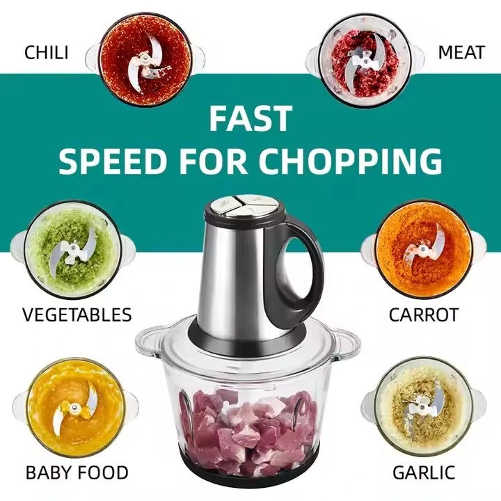 Food Processor & Vegetable + Meat Chopper - 3 Litre Steel Bowl – 1000W