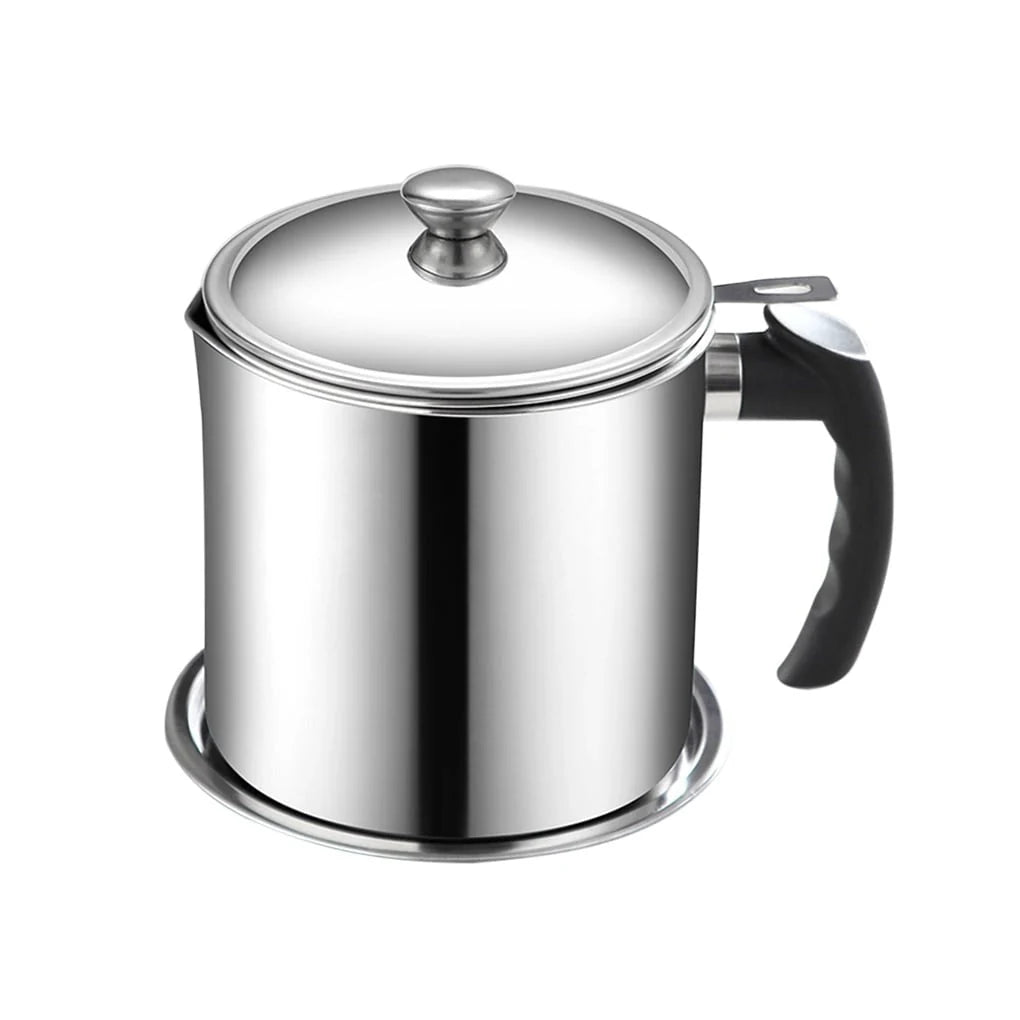Stainless Steel Oil Filter Pot with Tray – Grease Storage Container