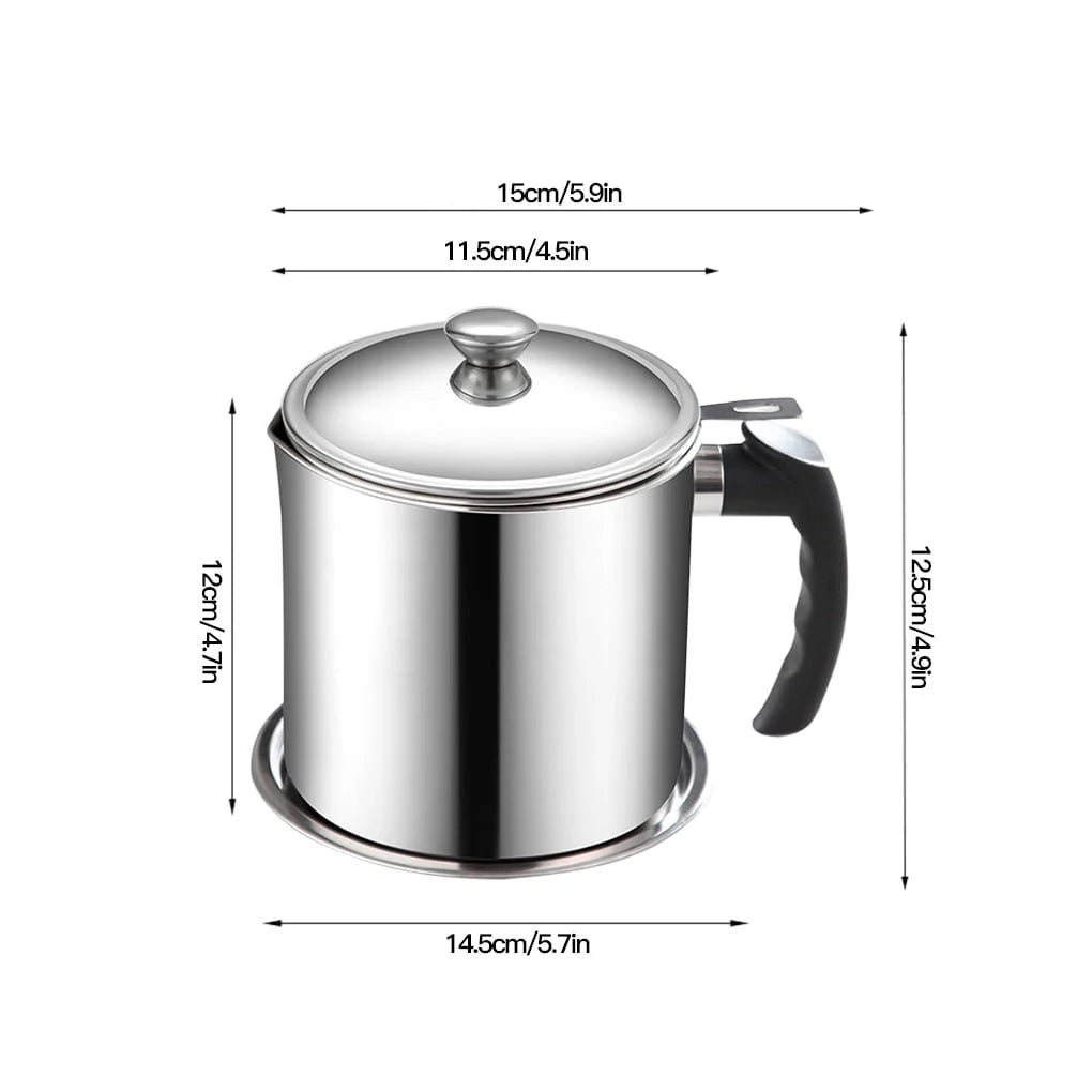 Stainless Steel Oil Filter Pot with Tray – Grease Storage Container