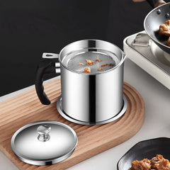 Stainless Steel Oil Filter Pot with Tray – Grease Storage Container