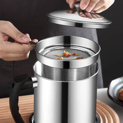 Stainless Steel Oil Filter Pot with Tray – Grease Storage Container